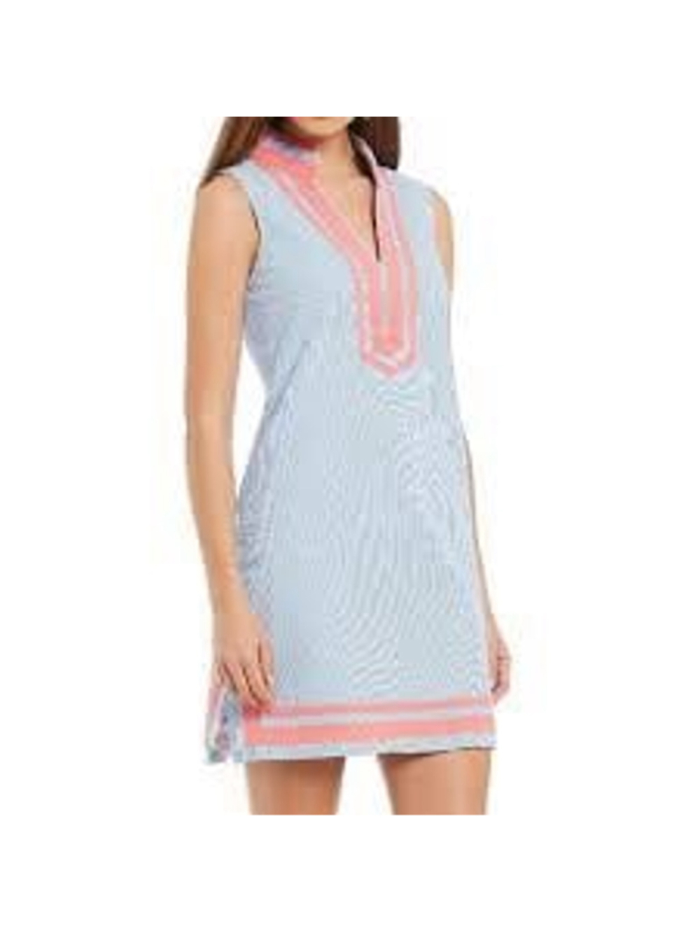 NWT Eliza J Shift Dress Seersucker Collared Raised Neckline